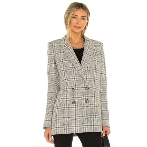 Veronica Beard Oria Checked Double Breasted Plaid Blazer Jacket - Size 2 - Picture 3 of 16